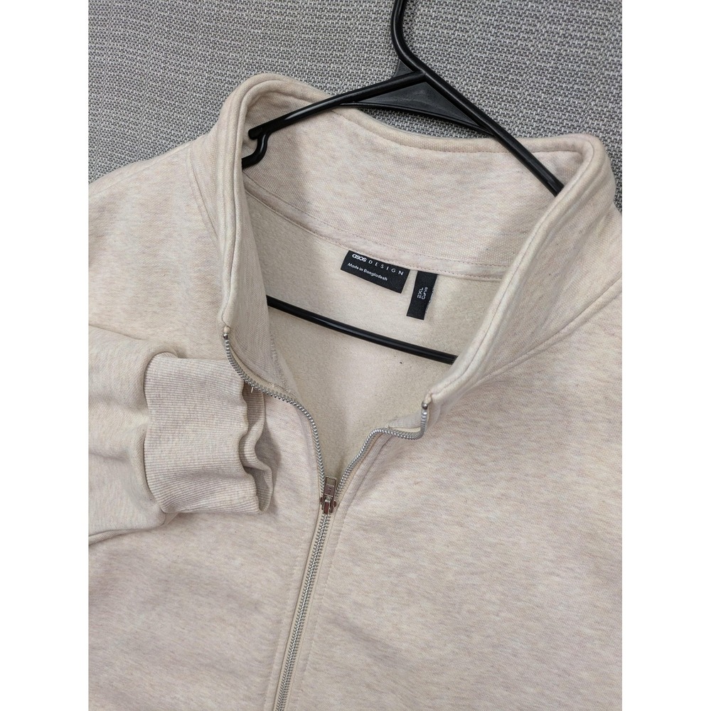 ASOS Design Sweatshirt Womens 2XL Beige Full Zip Fleece Mock Neck Pockets Curve